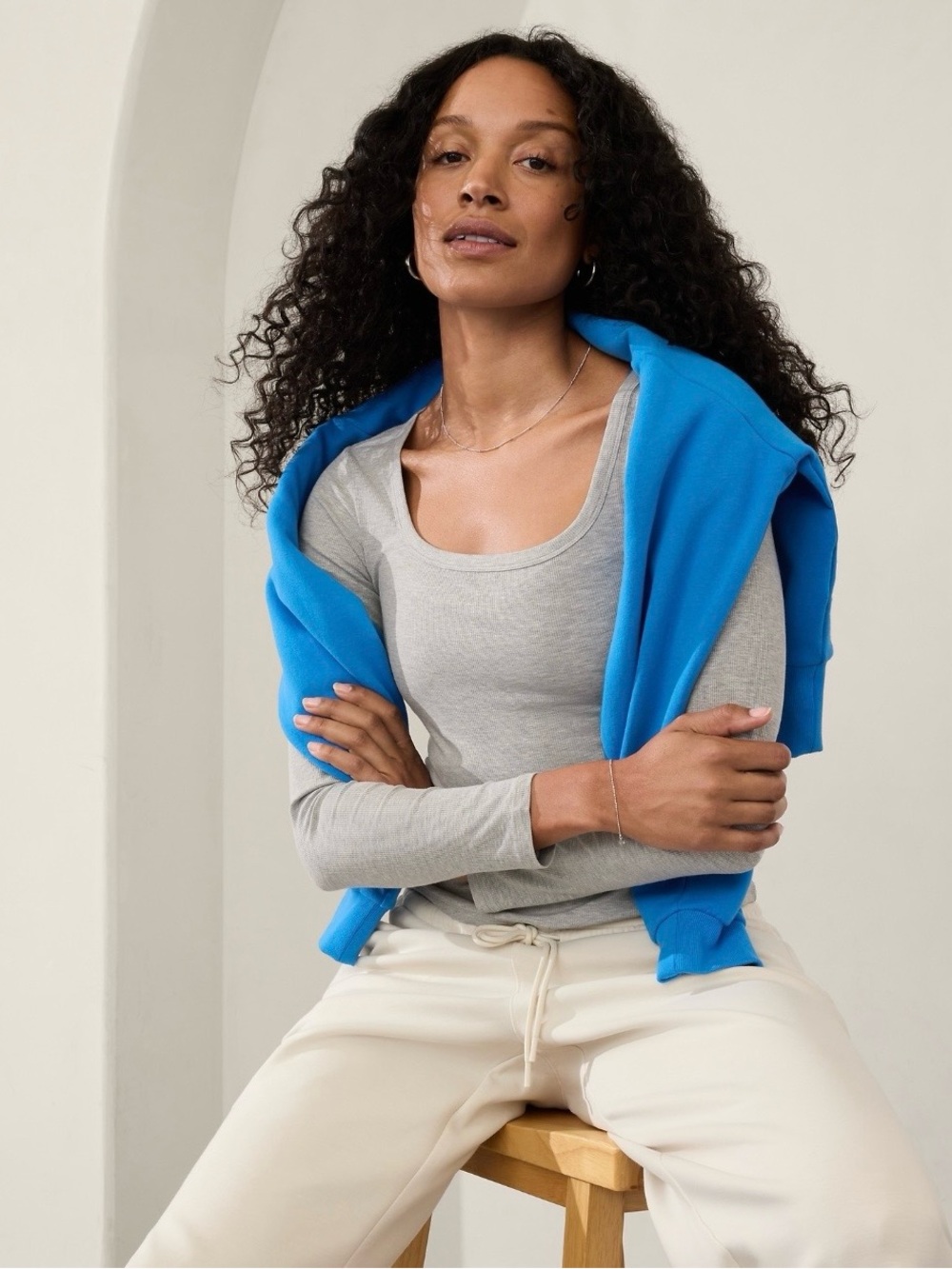 Athleta Signature Rib Square Neck Top Women's Small